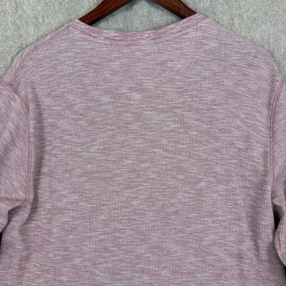 Vince Men's XL Henley Shirt Pink Marled Thermal Waffle Knit Cotton Blend - Picture 5 of 11